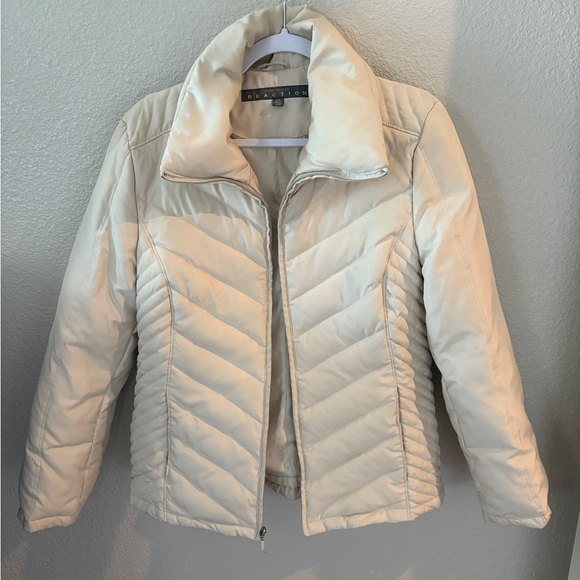 Kenneth Cole Reaction Large Cream Puffer Jacket - Picture 1 of 11
